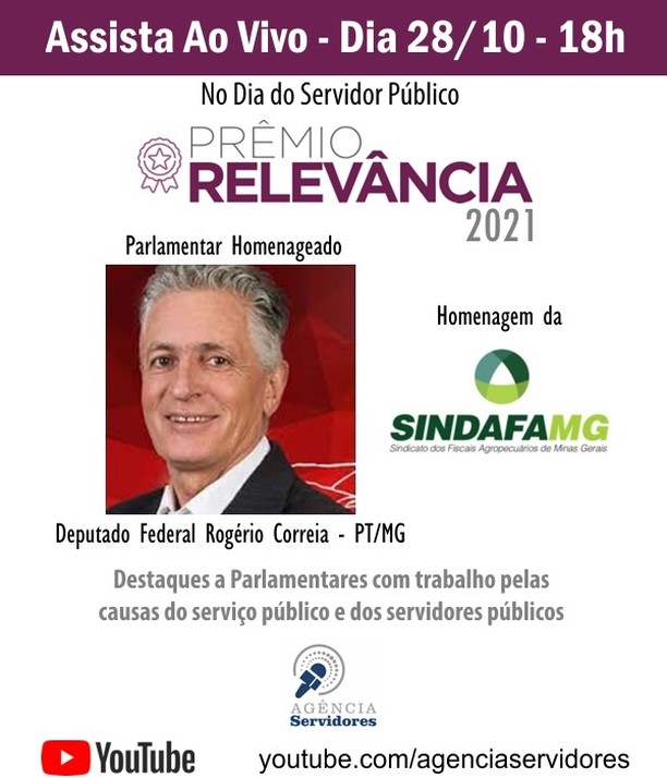 No Dia do Servidor Público, Sindafa-MG co-realiza Prêmio Relevância 2021