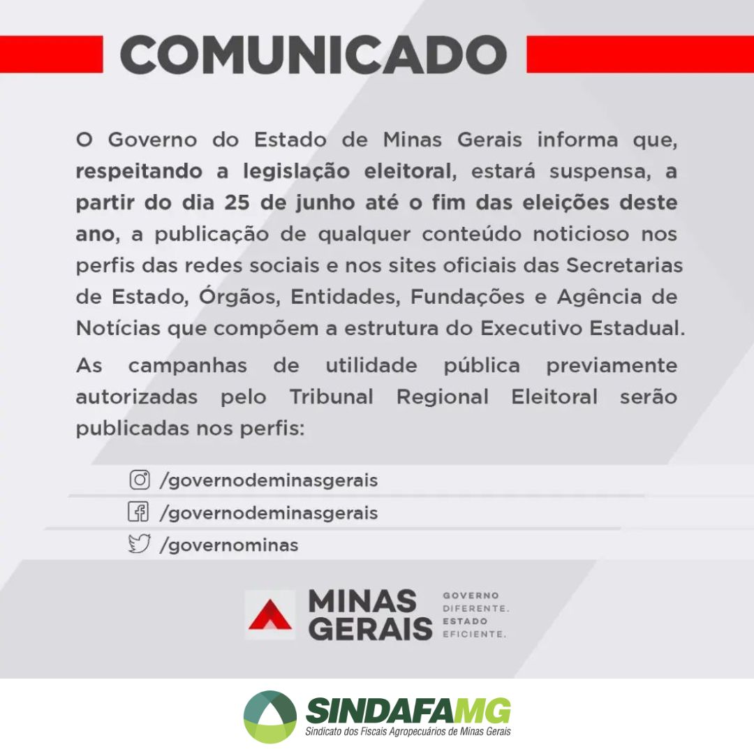 Período eleitoral: acompanhe as notícias de defesa agropecuária nos canais digitais do Sindafa-MG