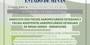 Sindafa-MG convoca filiados a participar de Assembleia Geral Extraordinária