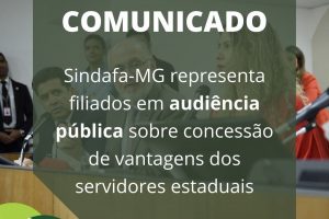 Sindafa-MG representa filiados em audiência pública nesta terça-feira na ALMG